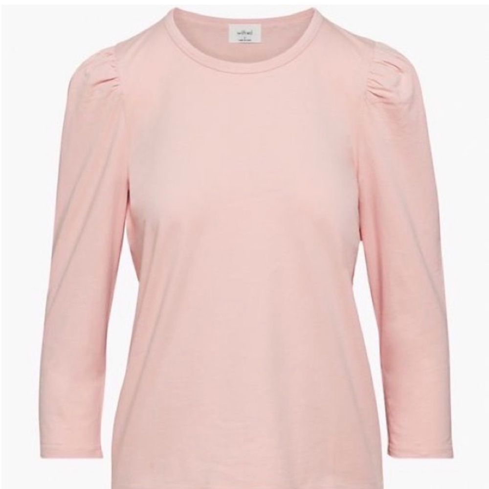 Wilfred Aritzia Puff Shoulder Long Sleeve Shirt - Ballet Pink